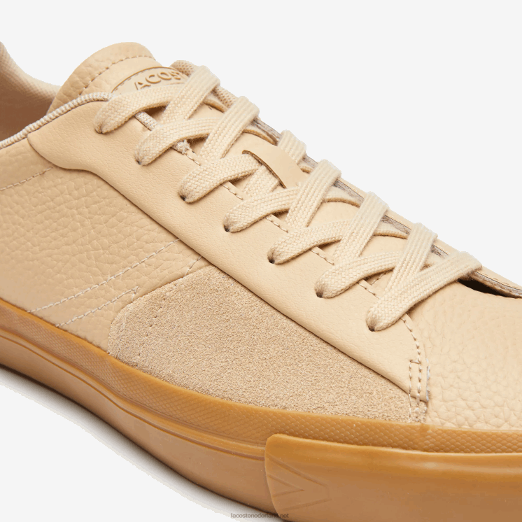 Lacoste l006 ton-sur-ton leren sneakers 0828H1895 bruine kauwgom tg5 Heren