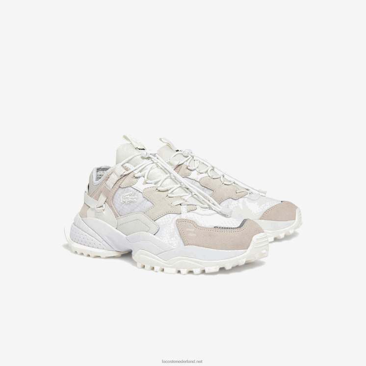 Lacoste l-guard breaker textiel en leren sneakers 0828H1859 gebroken wit 18c Heren