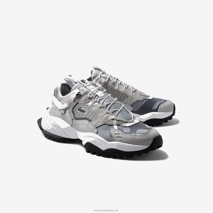 Lacoste l-guard breaker textiel en suède sneakers 0828H1827 lichtgrijs & zwart gb7 Heren