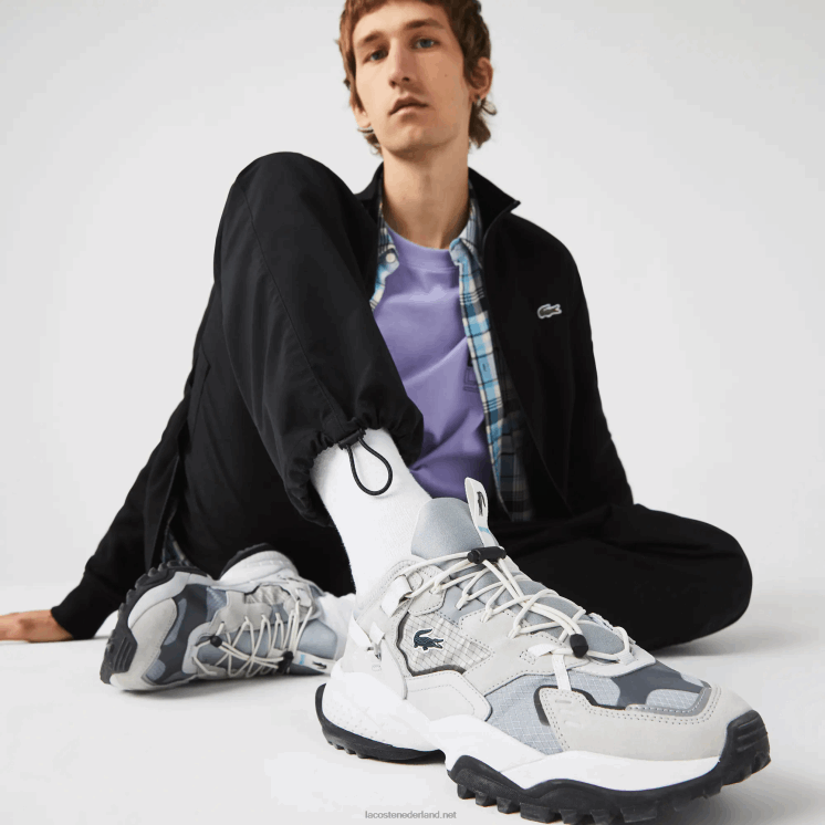 Lacoste l-guard breaker textiel en suède sneakers 0828H1827 lichtgrijs & zwart gb7 Heren