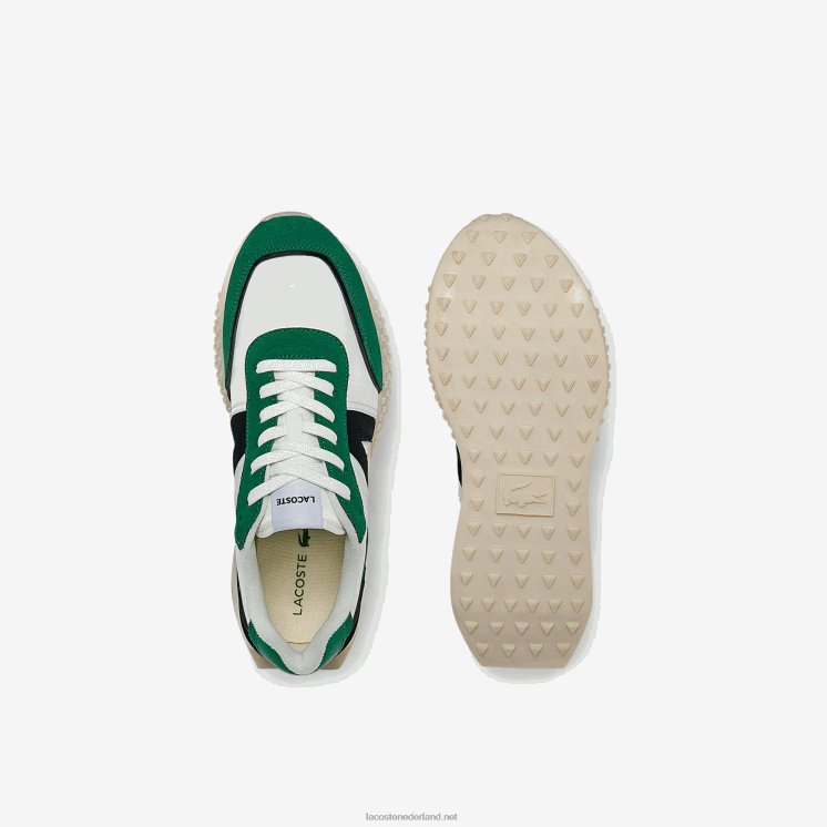 Lacoste l-spin deluxe sneakers met textielaccent 0828H1870 wit/groen 082 Heren