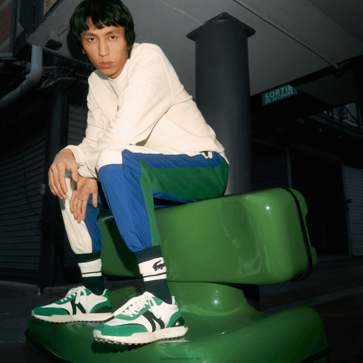 Lacoste l-spin deluxe sneakers met textielaccent 0828H1870 wit/groen 082 Heren