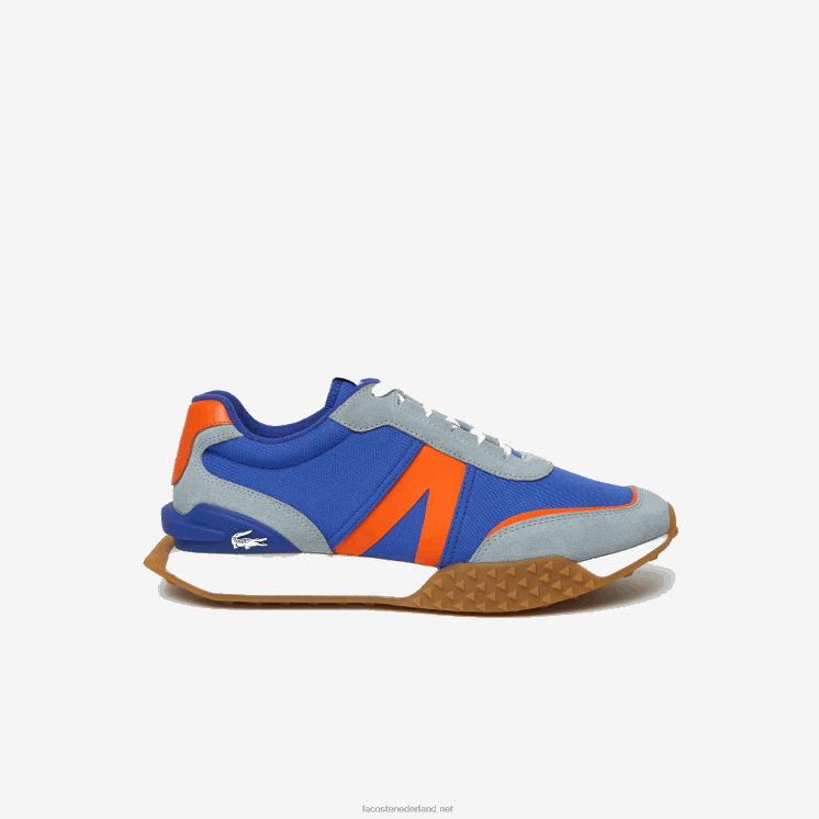 Lacoste l-spin deluxe winterschoenen van leer en textiel voor buiten 0828H1780 blauw oranje ba1 Heren