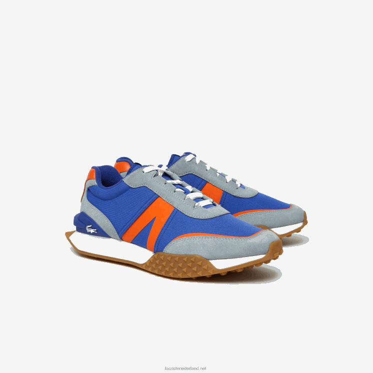 Lacoste l-spin deluxe winterschoenen van leer en textiel voor buiten 0828H1780 blauw oranje ba1 Heren