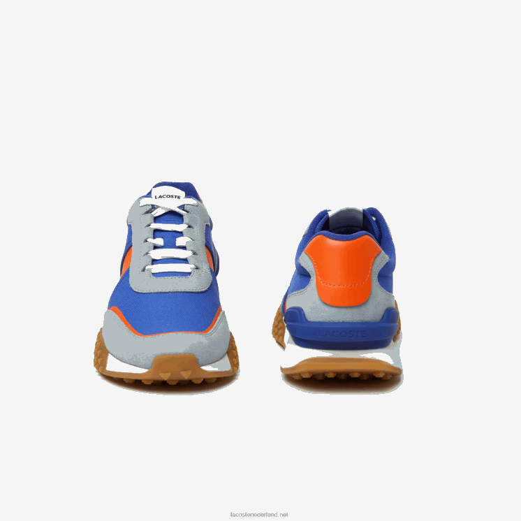 Lacoste l-spin deluxe winterschoenen van leer en textiel voor buiten 0828H1780 blauw oranje ba1 Heren
