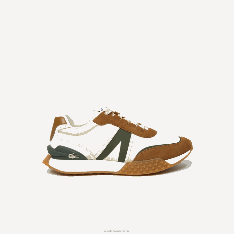 Lacoste l-spin deluxe winterschoenen van leer en textiel voor buiten 0828H1782 bruine kauwgom tg5 Heren