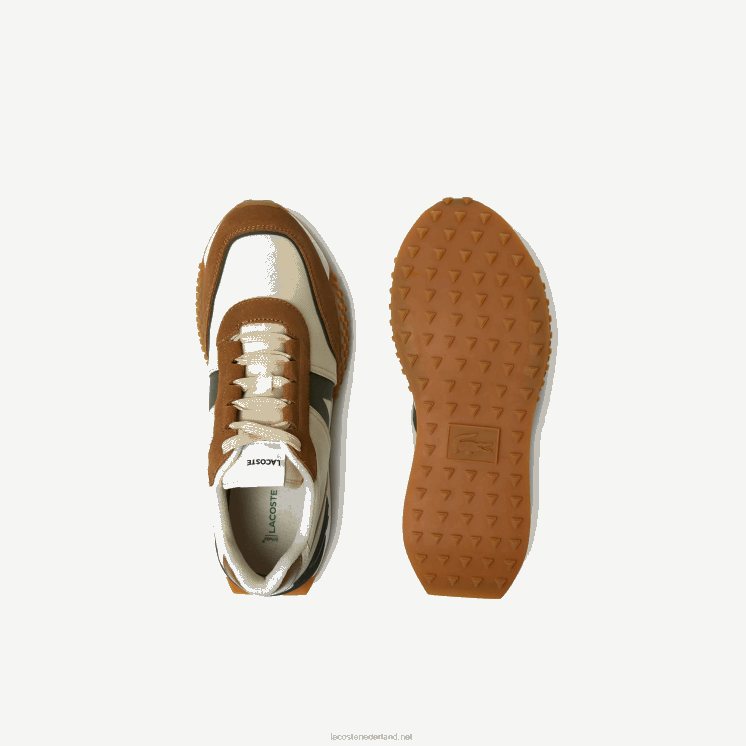 Lacoste l-spin deluxe winterschoenen van leer en textiel voor buiten 0828H1782 bruine kauwgom tg5 Heren