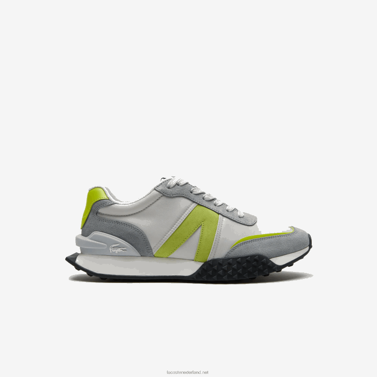Lacoste l-spin luxe lederen kleurcontrast sneakers 0828H1788 lichtgrijs groen 7a8 Heren