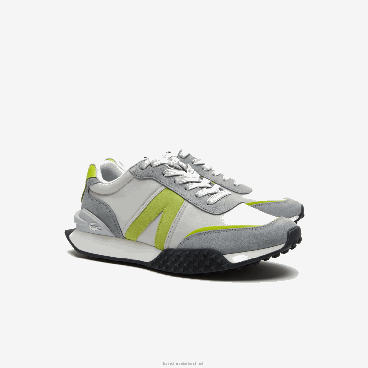 Lacoste l-spin luxe lederen kleurcontrast sneakers 0828H1788 lichtgrijs groen 7a8 Heren