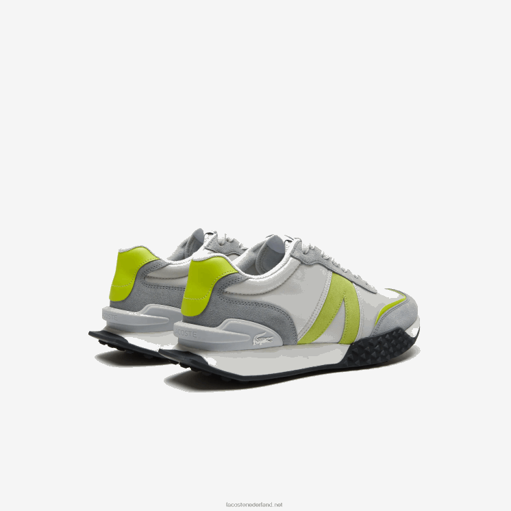 Lacoste l-spin luxe lederen kleurcontrast sneakers 0828H1788 lichtgrijs groen 7a8 Heren