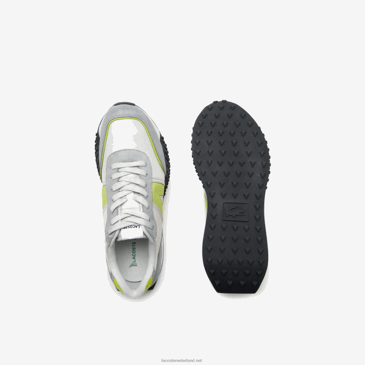 Lacoste l-spin luxe lederen kleurcontrast sneakers 0828H1788 lichtgrijs groen 7a8 Heren