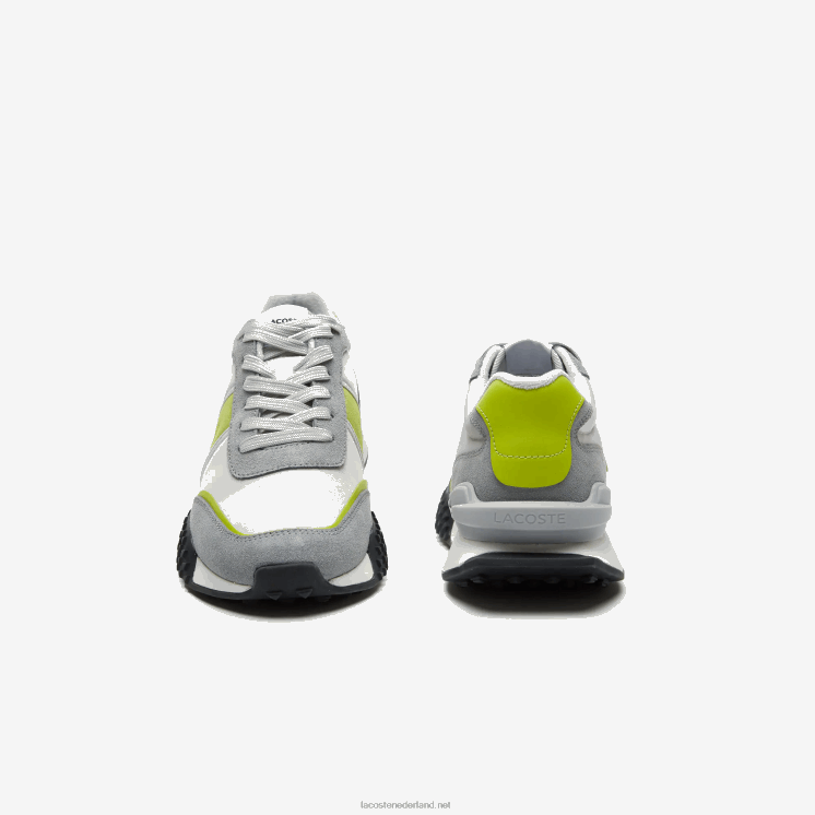 Lacoste l-spin luxe lederen kleurcontrast sneakers 0828H1788 lichtgrijs groen 7a8 Heren