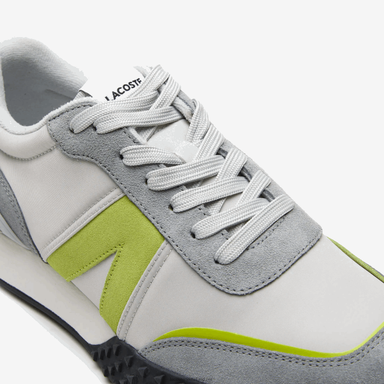 Lacoste l-spin luxe lederen kleurcontrast sneakers 0828H1788 lichtgrijs groen 7a8 Heren