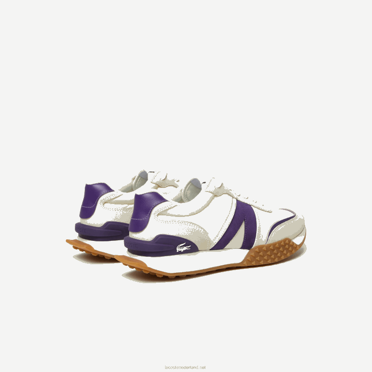 Lacoste l-spin luxe lederen kleurcontrast sneakers 0828H1789 off white & paarse aja Heren