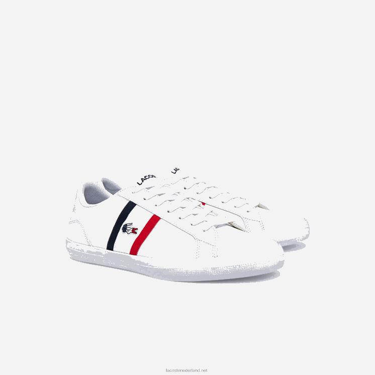 Lacoste lerond tricolore leren en synthetische sneakers 0828H1914 wit/marine & rood 407 Heren