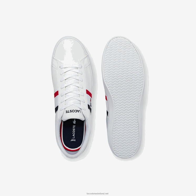 Lacoste lerond tricolore leren en synthetische sneakers 0828H1914 wit/marine & rood 407 Heren
