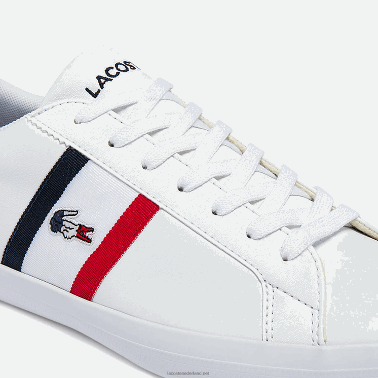 Lacoste lerond tricolore leren en synthetische sneakers 0828H1914 wit/marine & rood 407 Heren