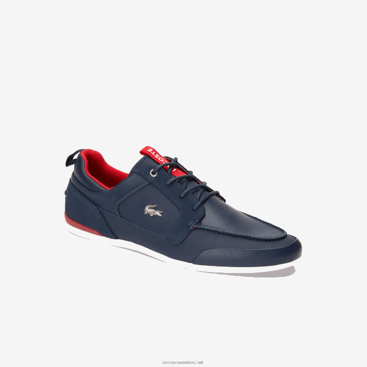 Lacoste marina leren bootschoenen 0828H1722 marineblauw & rood 144 Heren