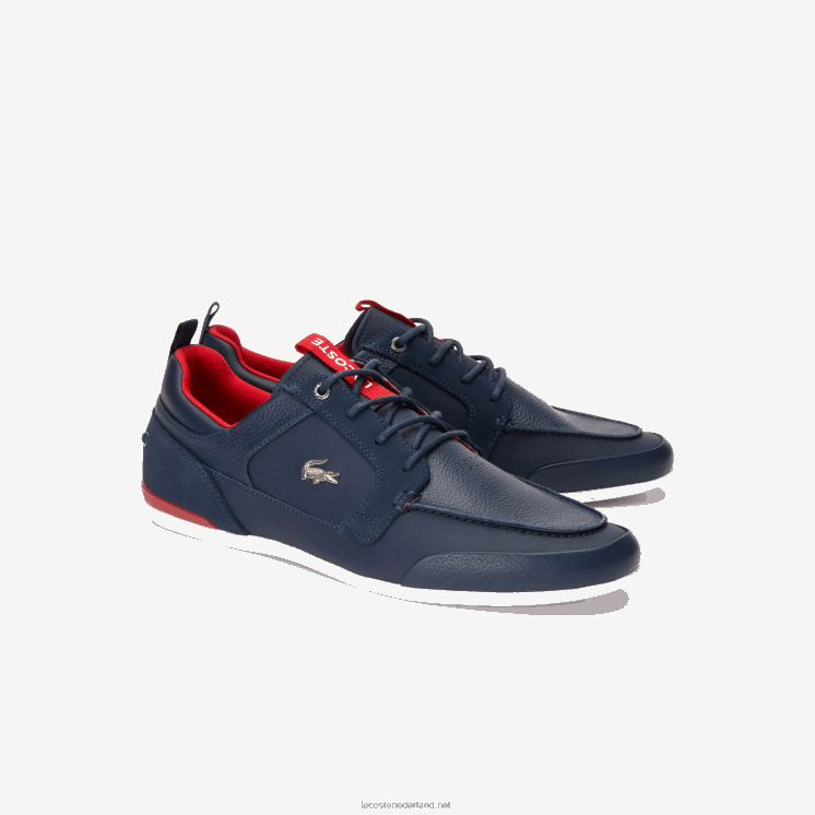 Lacoste marina leren bootschoenen 0828H1722 marineblauw & rood 144 Heren
