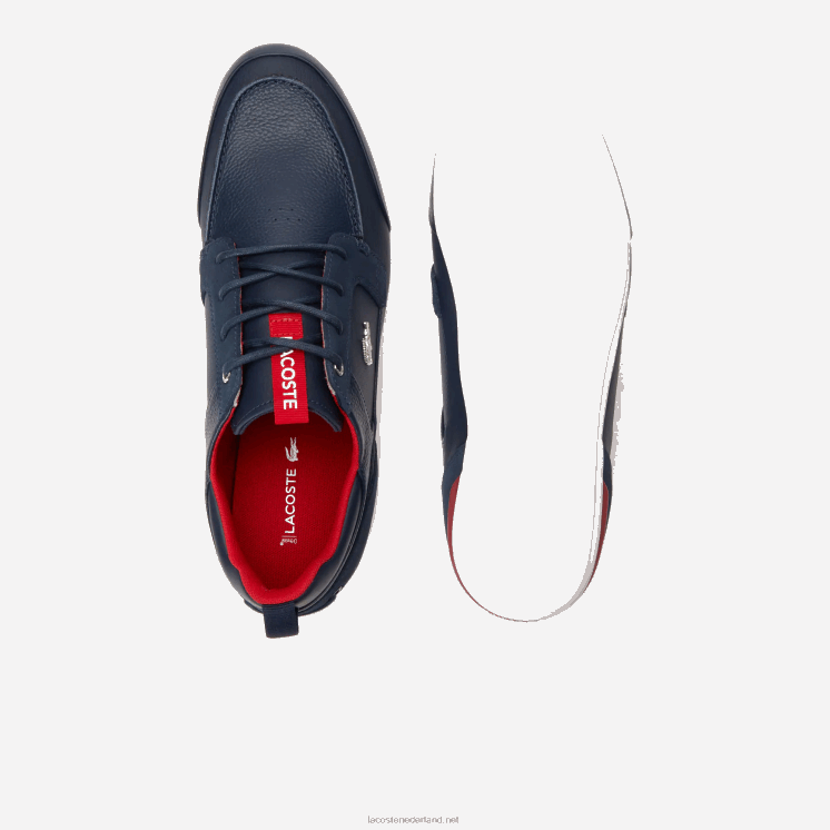 Lacoste marina leren bootschoenen 0828H1722 marineblauw & rood 144 Heren