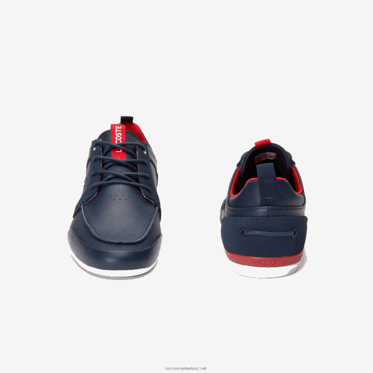 Lacoste marina leren bootschoenen 0828H1722 marineblauw & rood 144 Heren