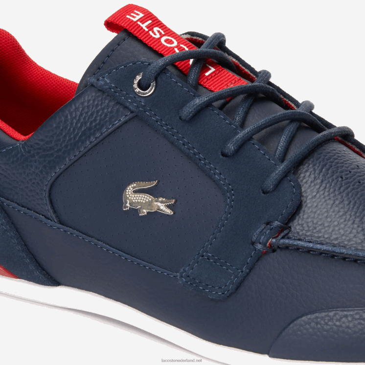 Lacoste marina leren bootschoenen 0828H1722 marineblauw & rood 144 Heren