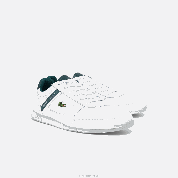 Lacoste menerva sport sneakers van textiel en leer 0828H1700 wit & donkergroen 1r5 Heren