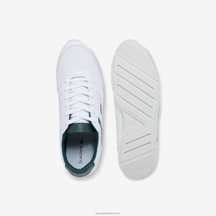 Lacoste menerva sport sneakers van textiel en leer 0828H1700 wit & donkergroen 1r5 Heren