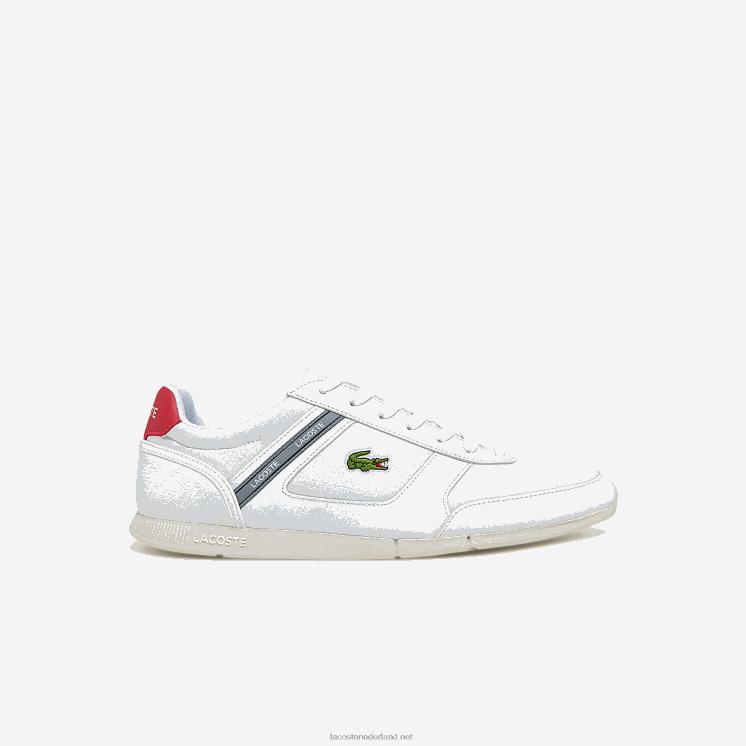 Lacoste menerva sport sneakers van textiel en leer met accenten 0828H1704 wit & rood 286 Heren