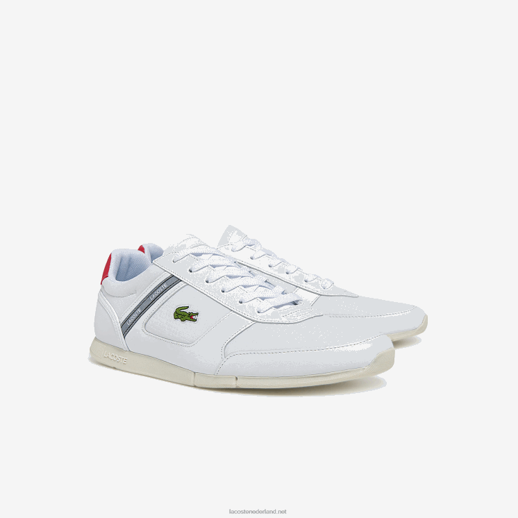 Lacoste menerva sport sneakers van textiel en leer met accenten 0828H1704 wit & rood 286 Heren