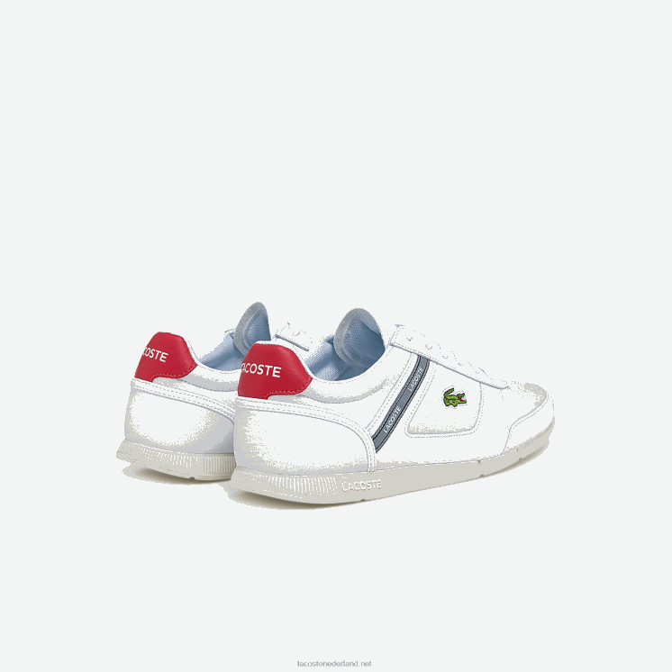 Lacoste menerva sport sneakers van textiel en leer met accenten 0828H1704 wit & rood 286 Heren