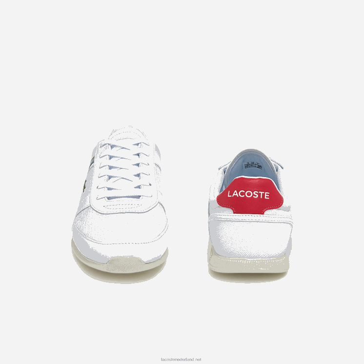 Lacoste menerva sport sneakers van textiel en leer met accenten 0828H1704 wit & rood 286 Heren