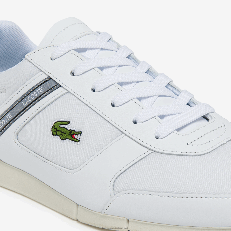 Lacoste menerva sport sneakers van textiel en leer met accenten 0828H1704 wit & rood 286 Heren