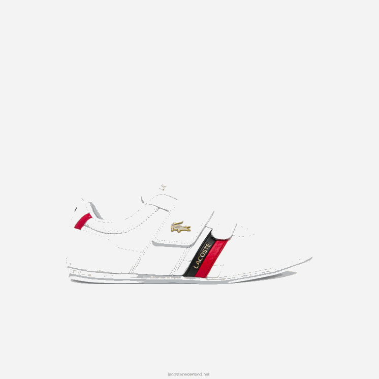 Lacoste misano riem leer en synthetische sneakers 0828H1878 wit & rood 286 Heren