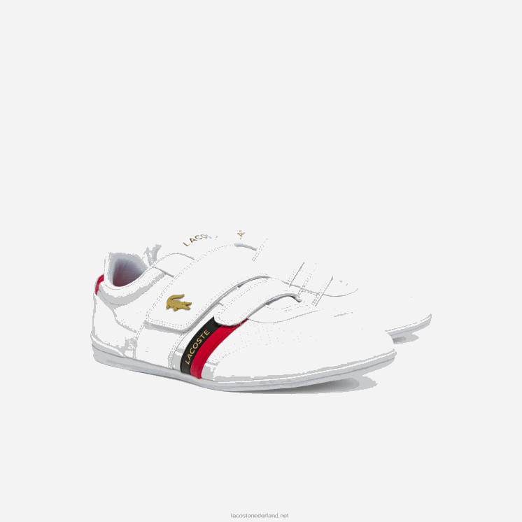 Lacoste misano riem leer en synthetische sneakers 0828H1878 wit & rood 286 Heren