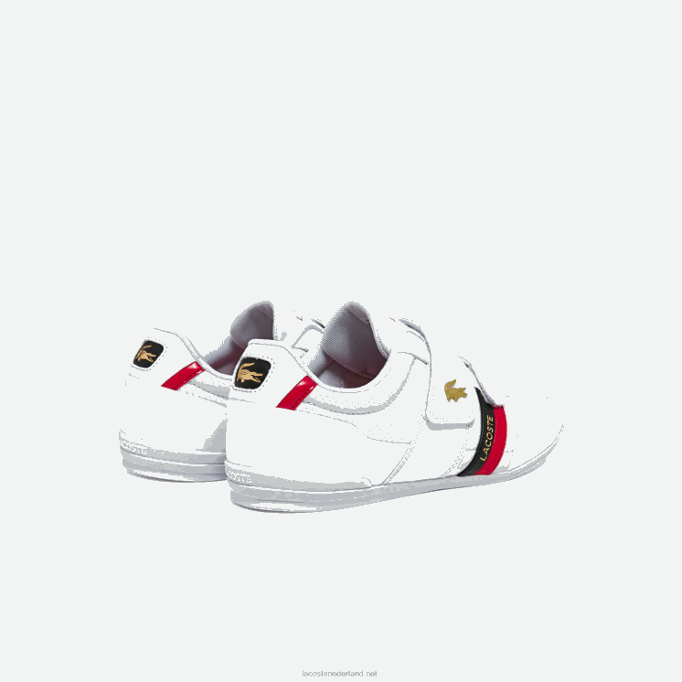 Lacoste misano riem leer en synthetische sneakers 0828H1878 wit & rood 286 Heren