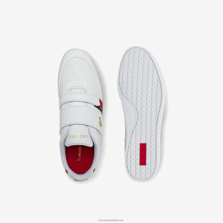 Lacoste misano riem leer en synthetische sneakers 0828H1878 wit & rood 286 Heren