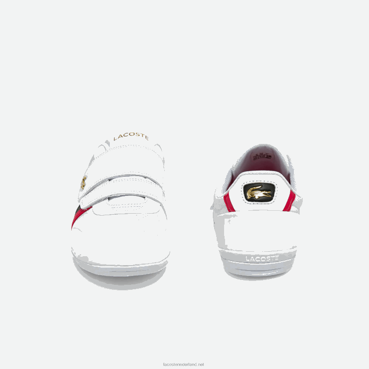Lacoste misano riem leer en synthetische sneakers 0828H1878 wit & rood 286 Heren