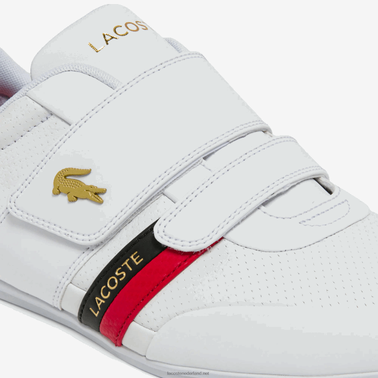Lacoste misano riem leer en synthetische sneakers 0828H1878 wit & rood 286 Heren