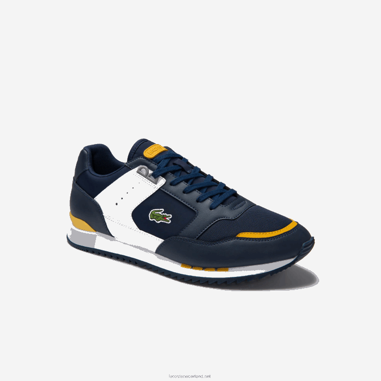 Lacoste partner piste sneakers van synthetisch en textiel 0828H1721 marine geel 2m3 Heren