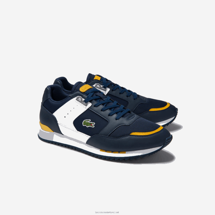 Lacoste partner piste sneakers van synthetisch en textiel 0828H1721 marine geel 2m3 Heren