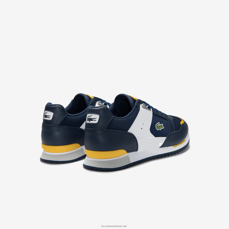 Lacoste partner piste sneakers van synthetisch en textiel 0828H1721 marine geel 2m3 Heren