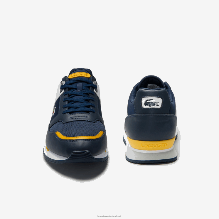 Lacoste partner piste sneakers van synthetisch en textiel 0828H1721 marine geel 2m3 Heren