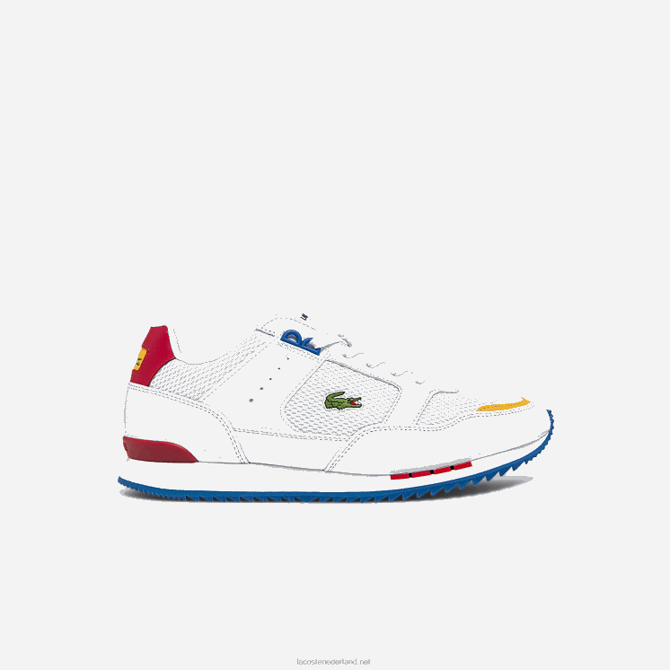 Lacoste partner piste sneakers van textiel en leer 0828H1888 wit/blauw 080 Heren