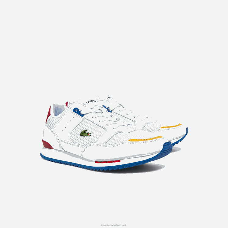 Lacoste partner piste sneakers van textiel en leer 0828H1888 wit/blauw 080 Heren