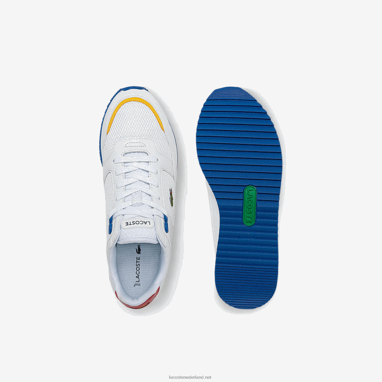 Lacoste partner piste sneakers van textiel en leer 0828H1888 wit/blauw 080 Heren