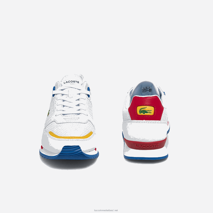 Lacoste partner piste sneakers van textiel en leer 0828H1888 wit/blauw 080 Heren