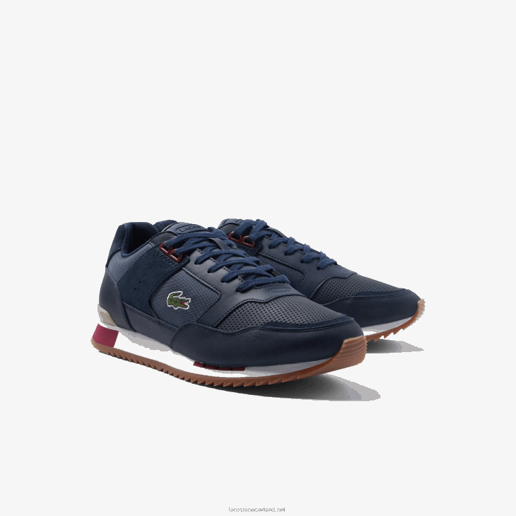 Lacoste partner sneakers van textiel en leer 0828H1712 marine kauwgom gu1 Heren