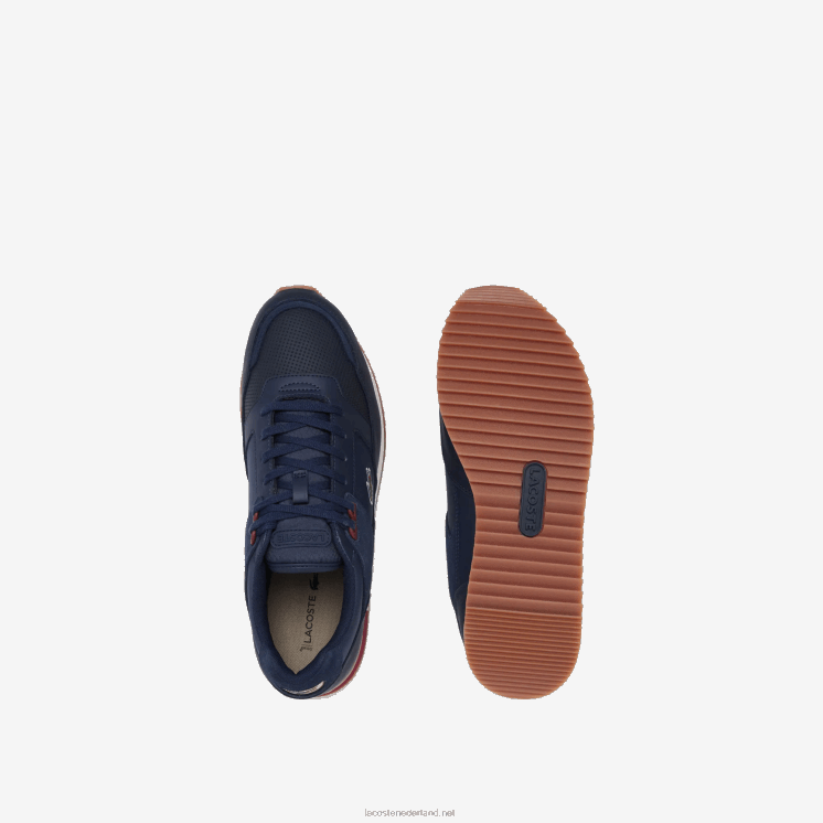 Lacoste partner sneakers van textiel en leer 0828H1712 marine kauwgom gu1 Heren