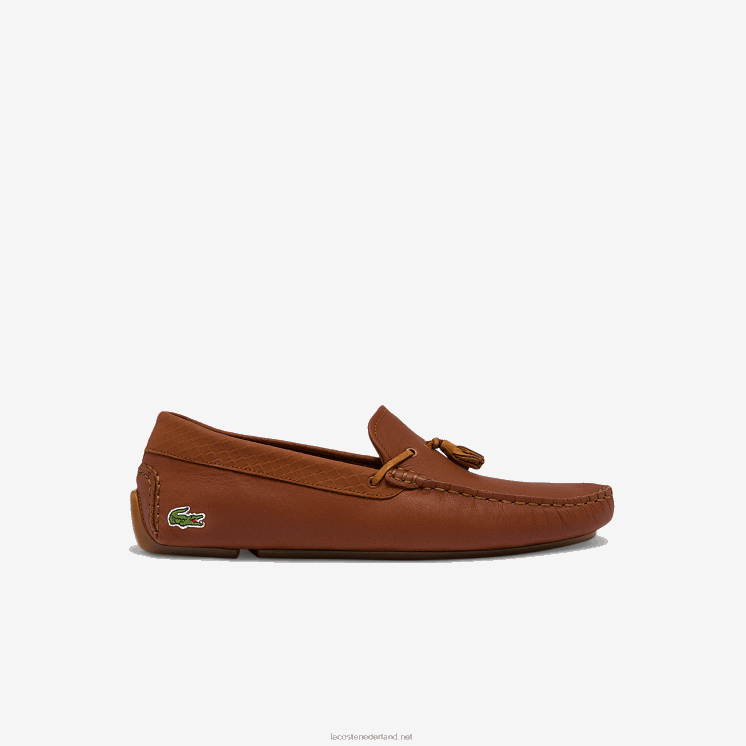 Lacoste piloter lederen rijschoenen met kwastjes en reliëf 0828H1843 bruine gom 524 Heren